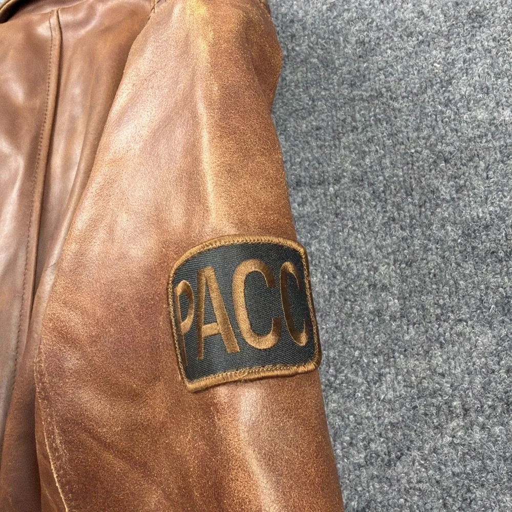 Men's CHIA Brown Leather A-2 Flight Bomber Jacket Patches‎ Southwest Airborne M